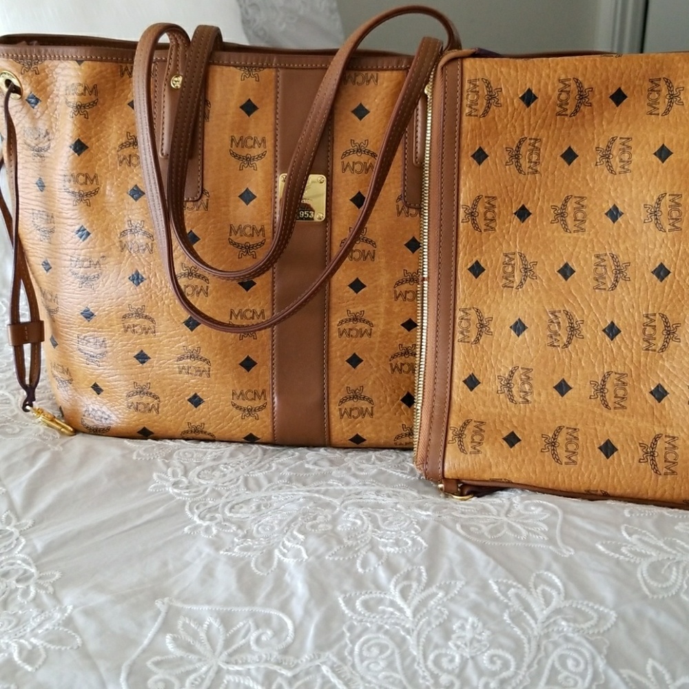 Mcm tote and matching clutch